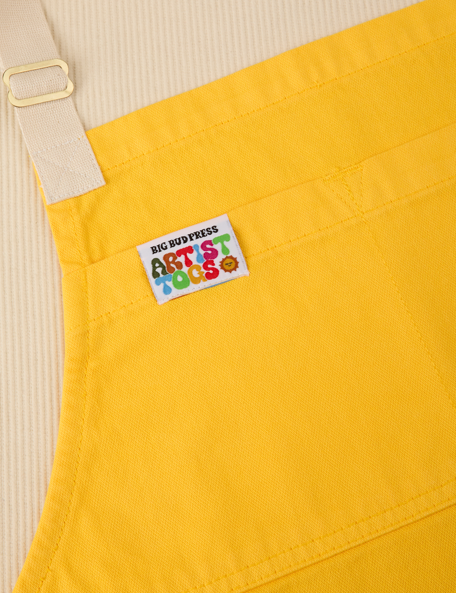 Full Denim Apron in Sunshine Yellow close up