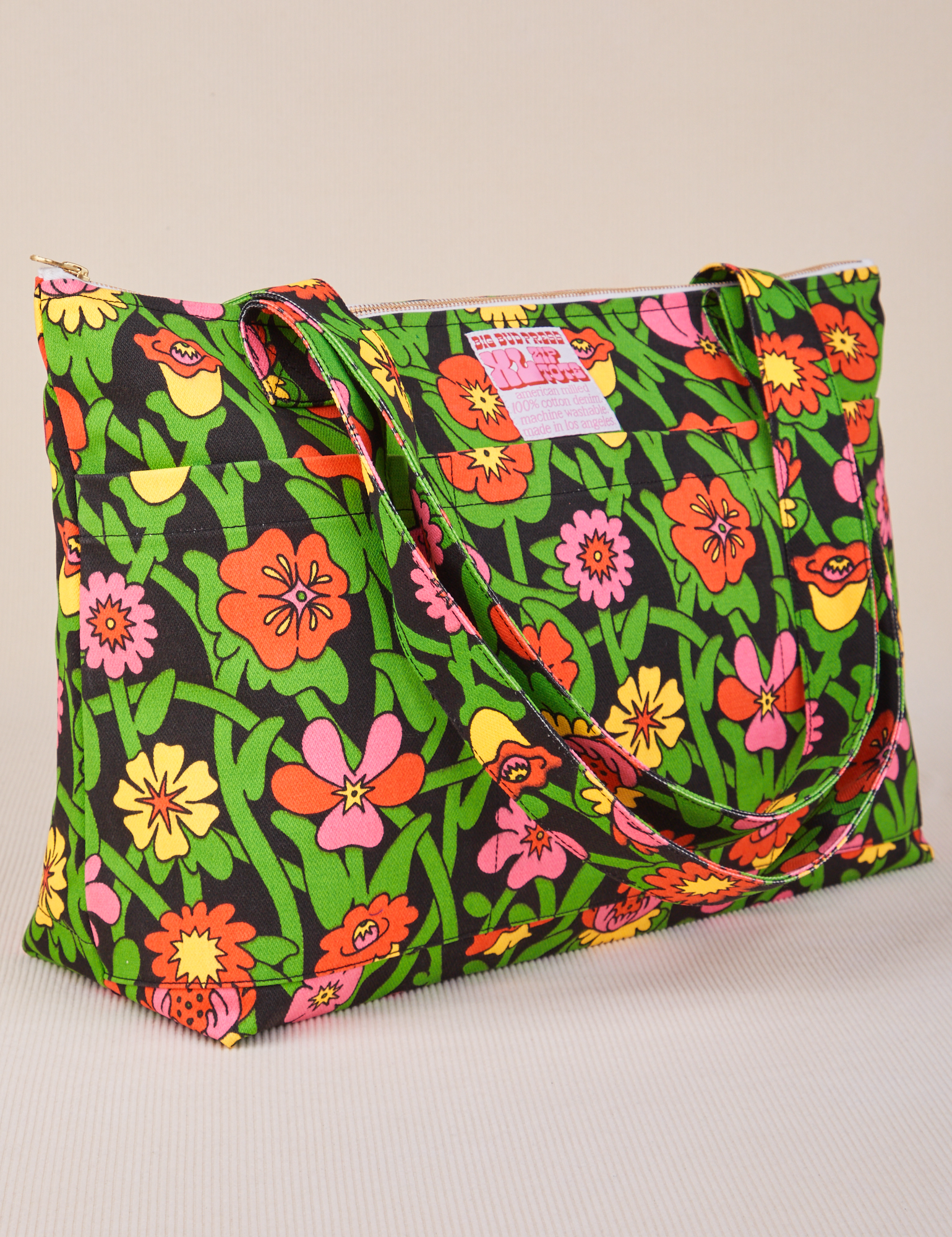 Flower Tangle XL Zip Tote angled view