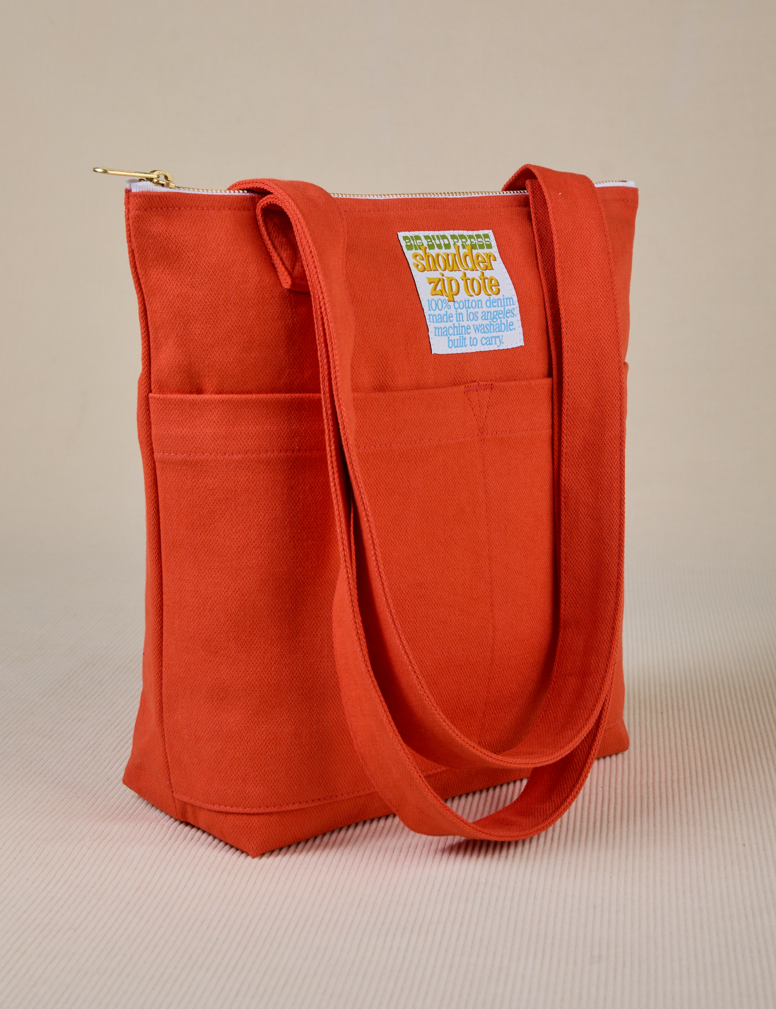 Angled Over-Shoulder Zip Mini Tote in Chili Red