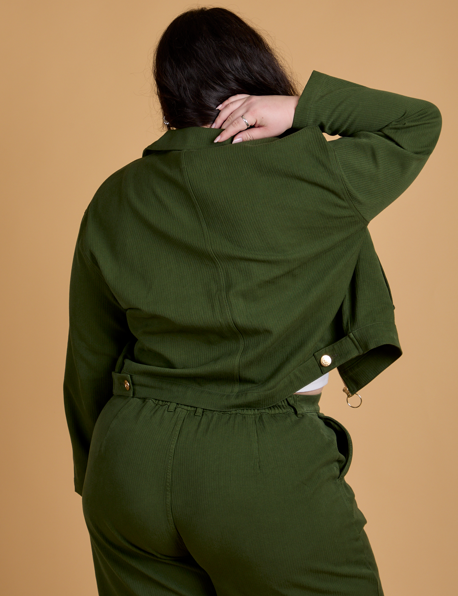 Heritage Mechanic Jacket in Evergreen back view on Ashley