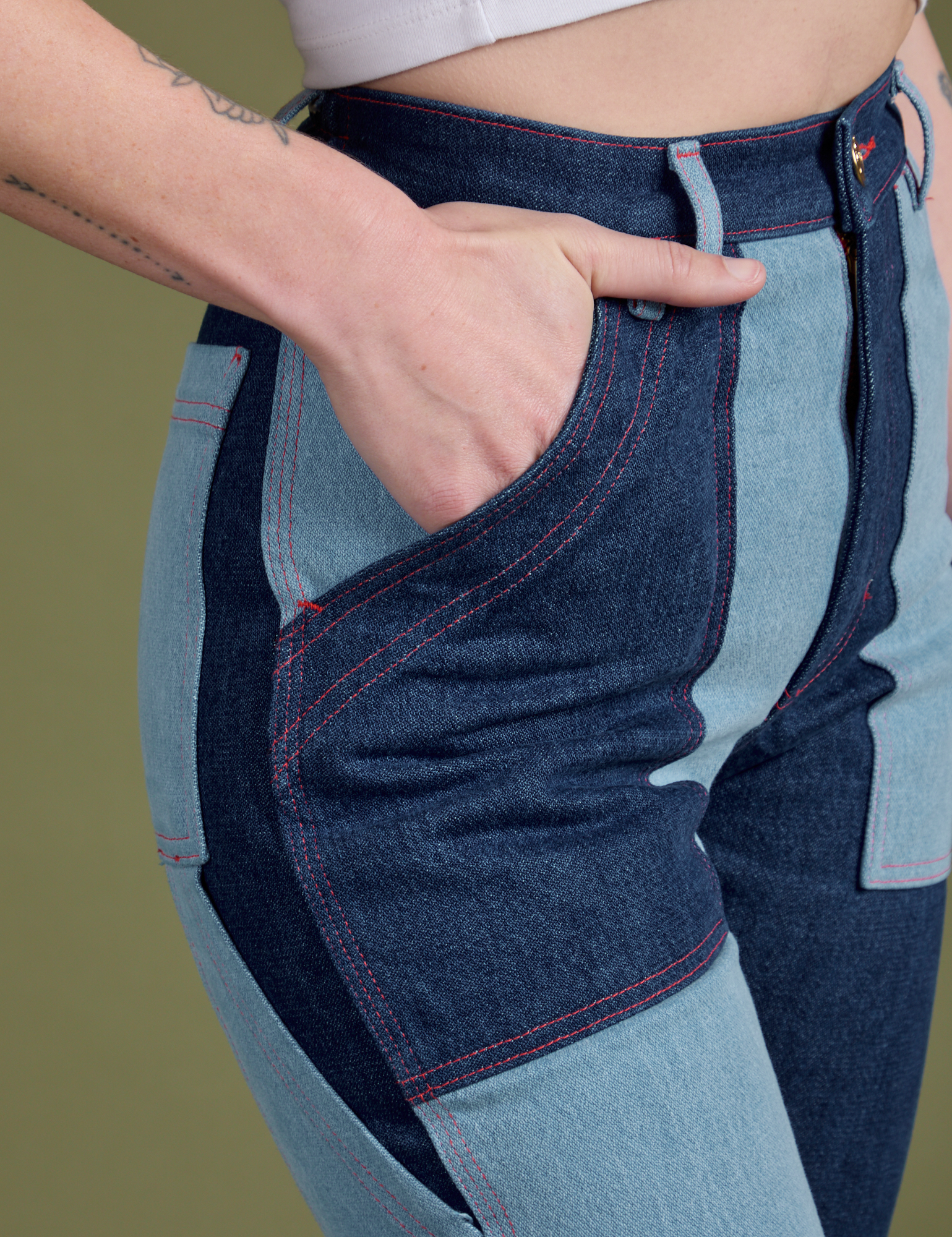 Mismatched Denim Carpenter Jeans