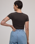 Back view of Baby Tee in Espresso Brown on Alex