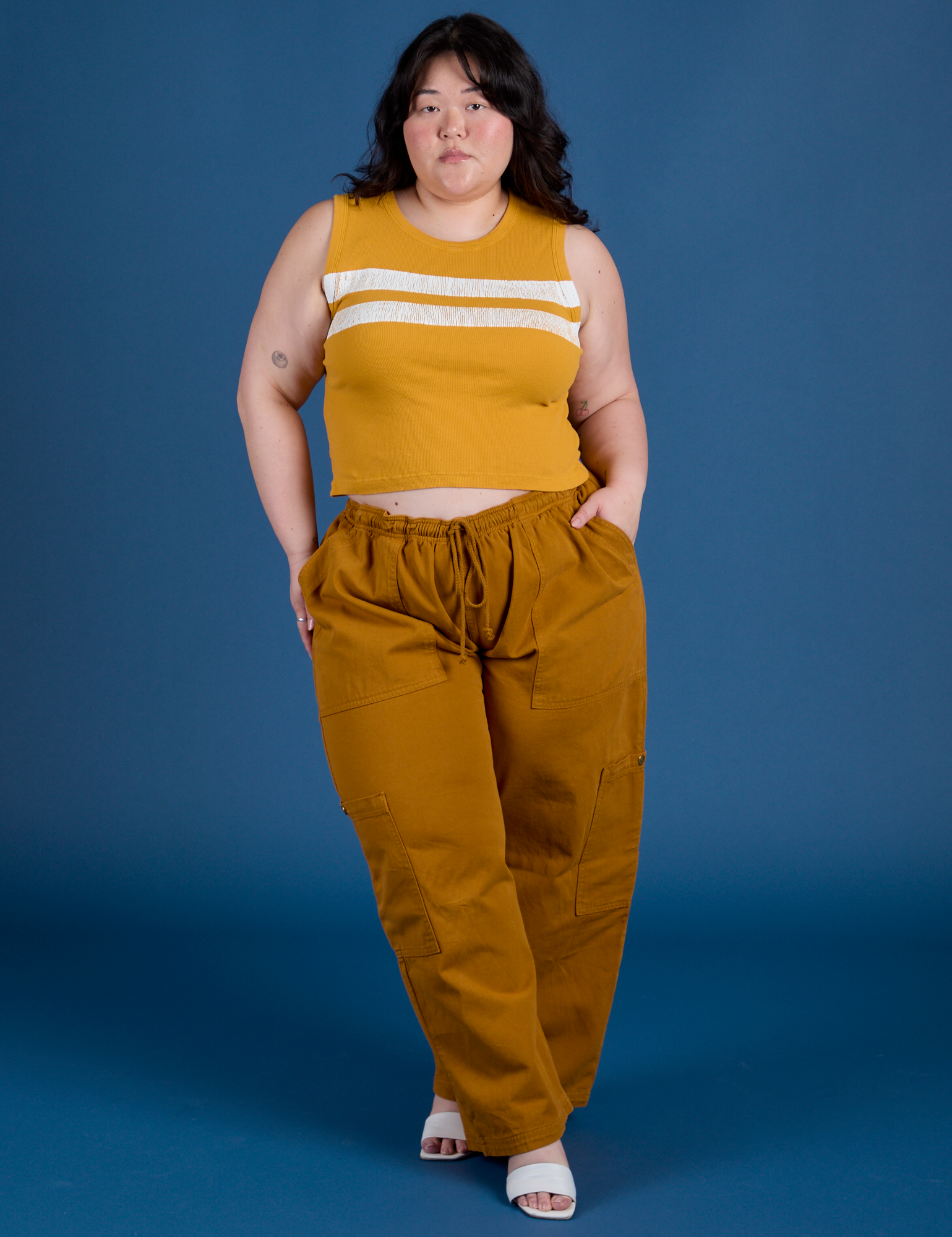 Painted Muscle Tee - Mustard Yellow