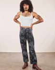 Jesse is 5'8" and wearing XS Black Magic Waters Work Pants paired with vintage off-white Cropped Cami