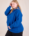 Oversized Hoodie in Royal Blue side view on Juliet