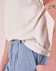 Burly Tee in Vintage Tee Off-White bottom hem close up on Quinn