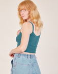 Cropped Cami in Marine Blue angled back view on Margaret