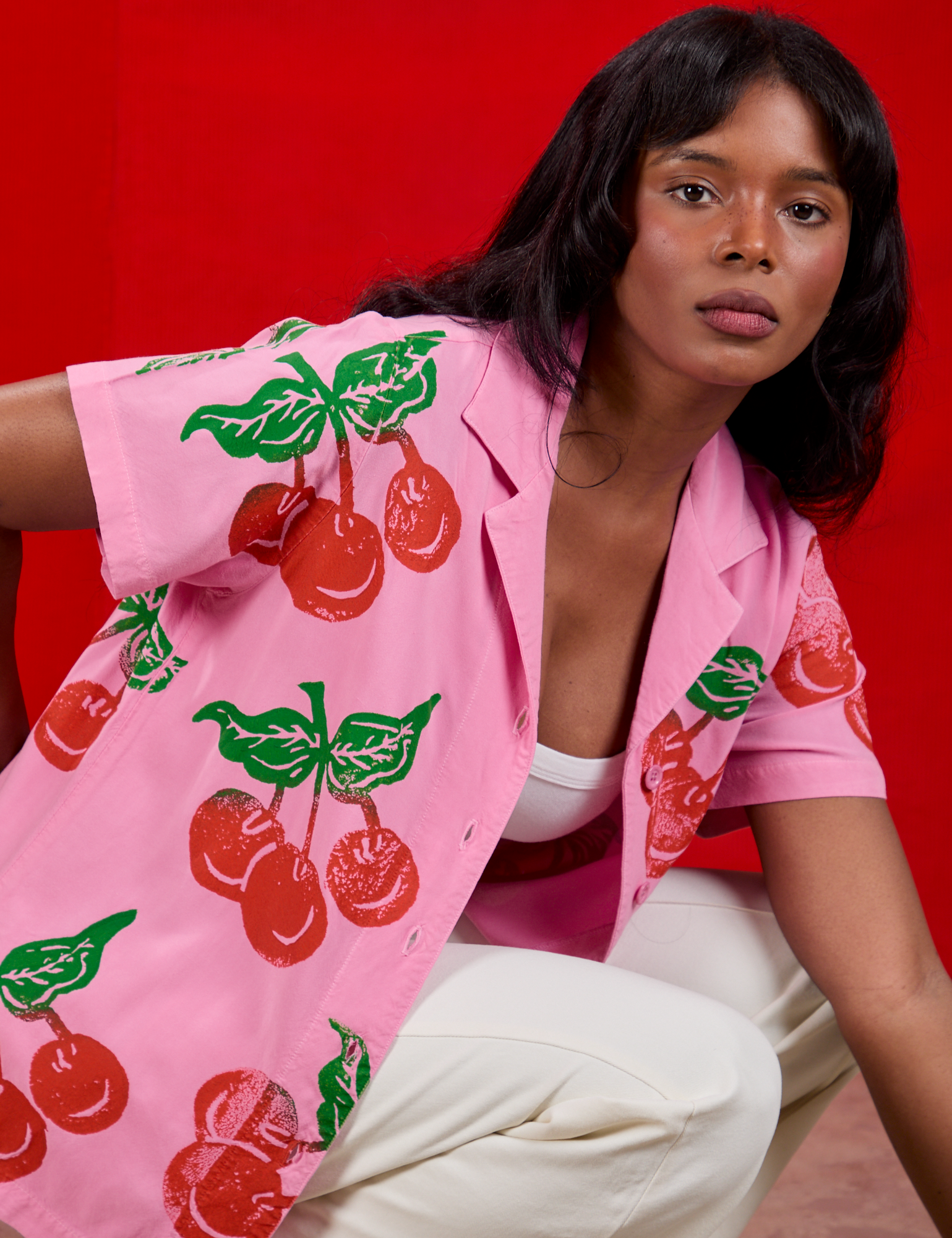Cherry Pantry Button-Up worn by Kandia