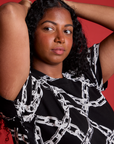 Chain Link Vintage Tee in Basic Black close up on Meghna