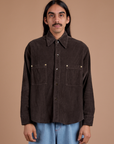 Cropped Corduroy Overshirt - Espresso Brown