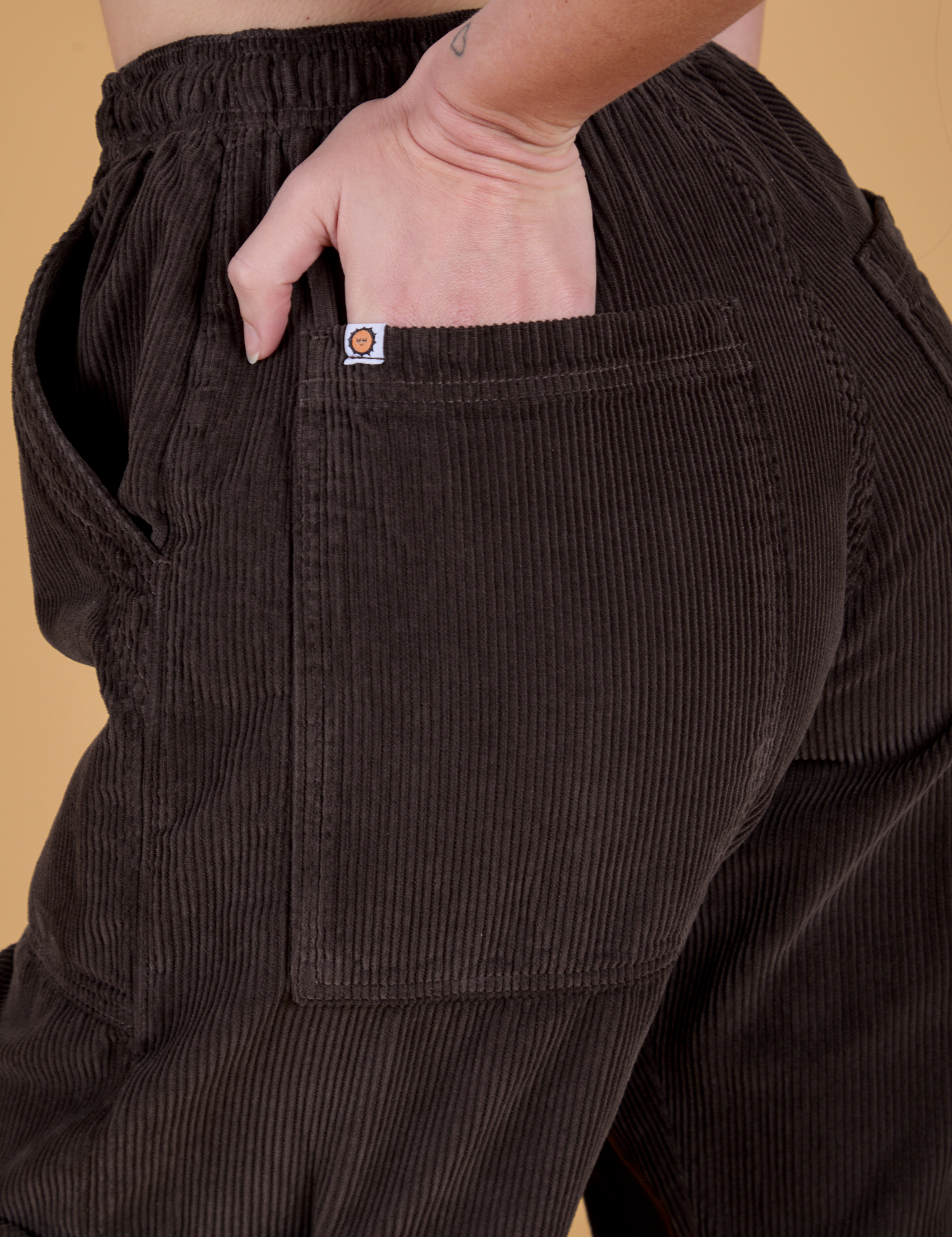 Corduroy Drop Pocket Cargo Pants - Espresso Brown