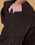 Corduroy Drop Pocket Cargo Pants - Espresso Brown