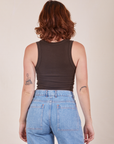 Back view of Cropped Tank Top in Espresso Brown worn by Alex