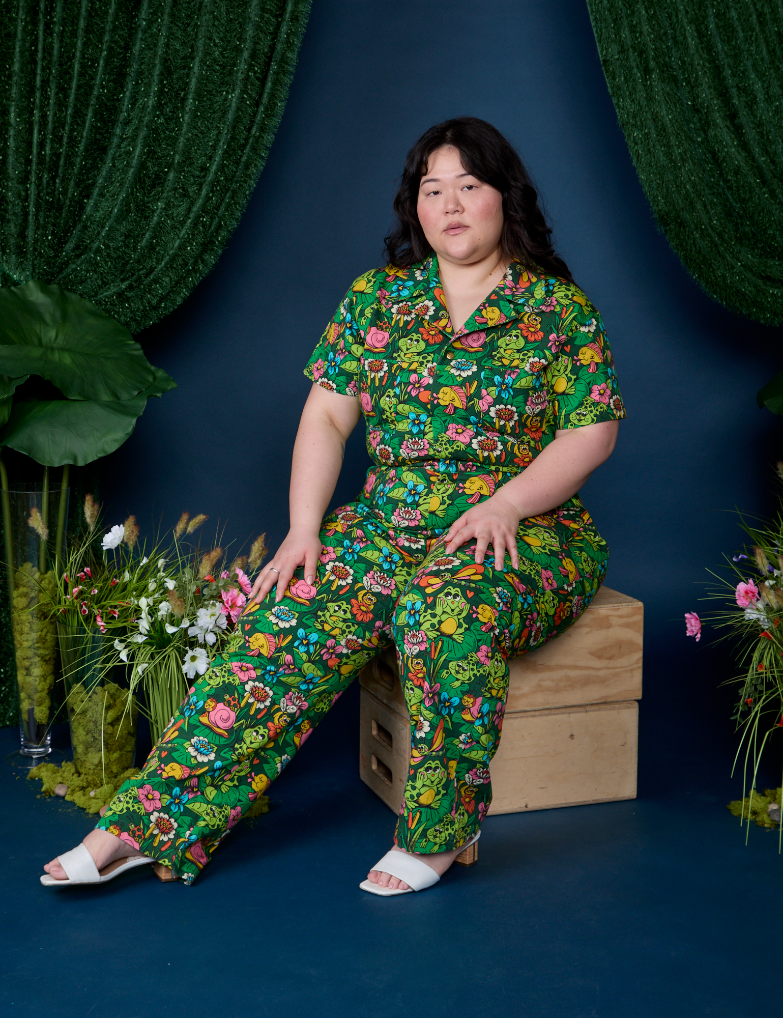Pond Party Print Jumpsuit on Ashley