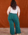 Back view of Gingham Western Pants in Green on Ashley