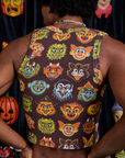 Back view of Cropped Tank Top in Halloween Masks on Jerrod