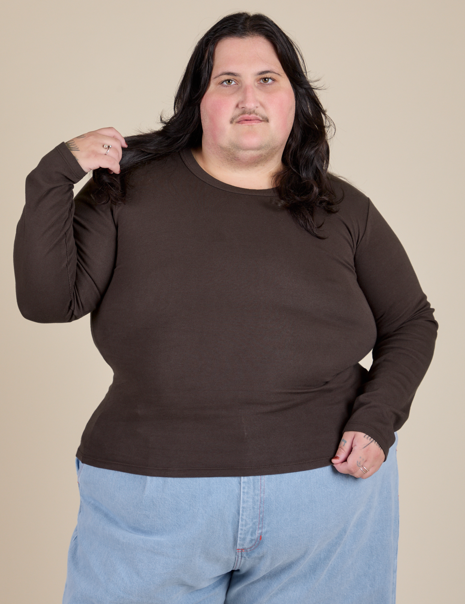 Long Sleeve Baby Tee - Espresso Brown