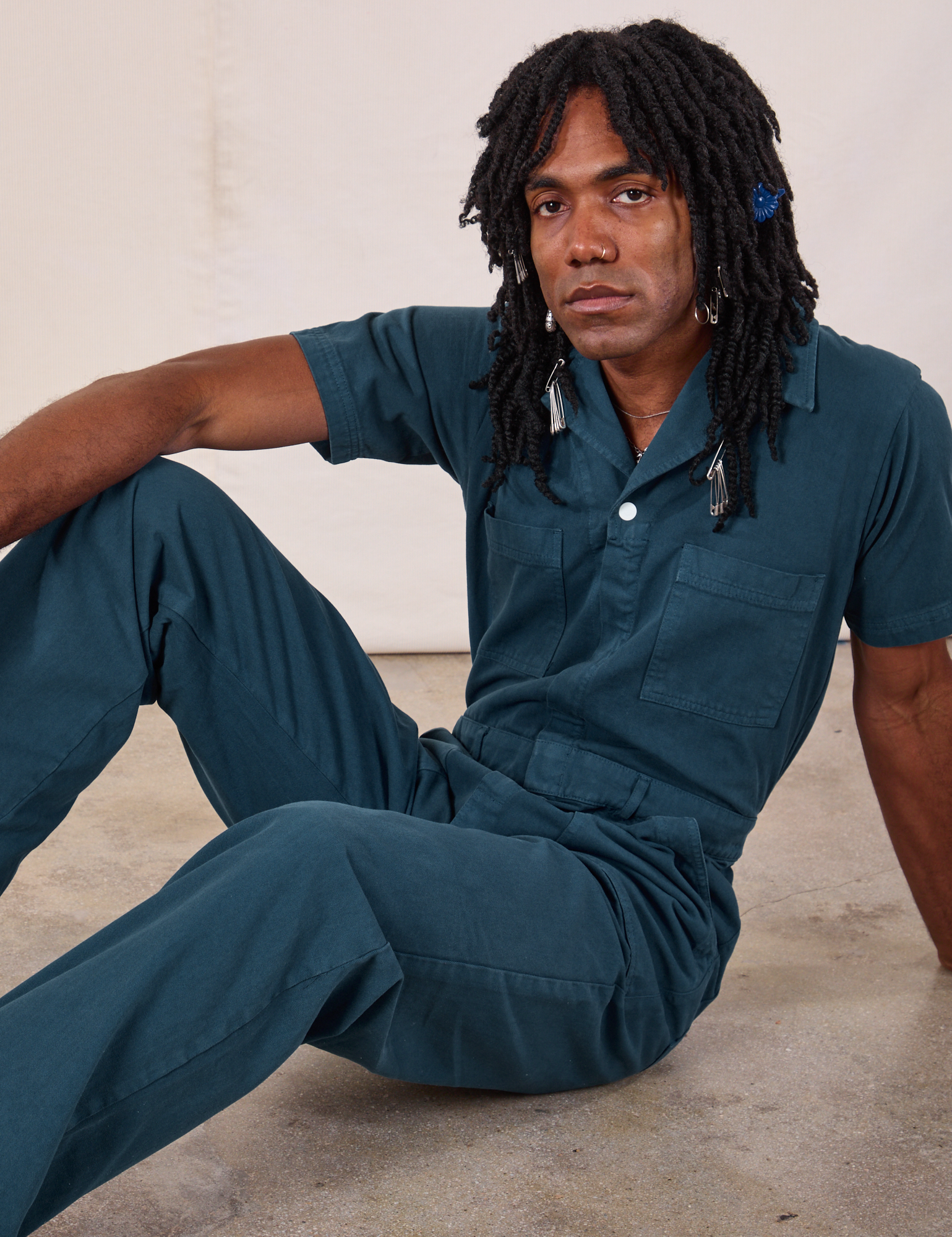 Long Jumpsuit in Lagoon worn by Jerrod