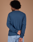 Long Sleeve Burly Tee in French Blue back view on Jerrod