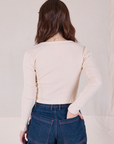 Long Sleeve V-Neck Tee in Vintage Tee Off-White back view on Hana