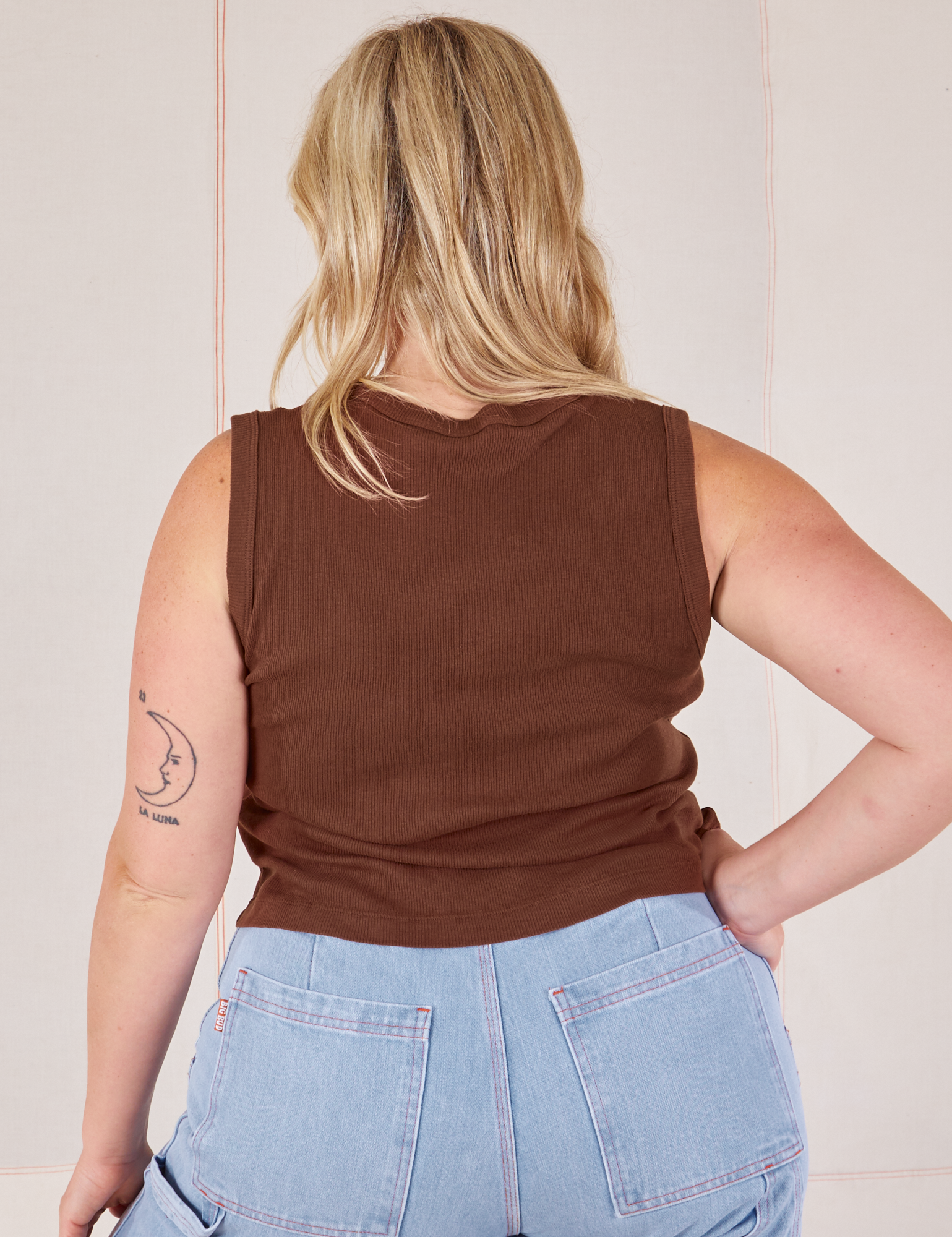 Muscle Tee in Fudgesicle Brown back view on Lish