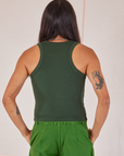 Racerback Tank in Swamp Green back view on Anthony