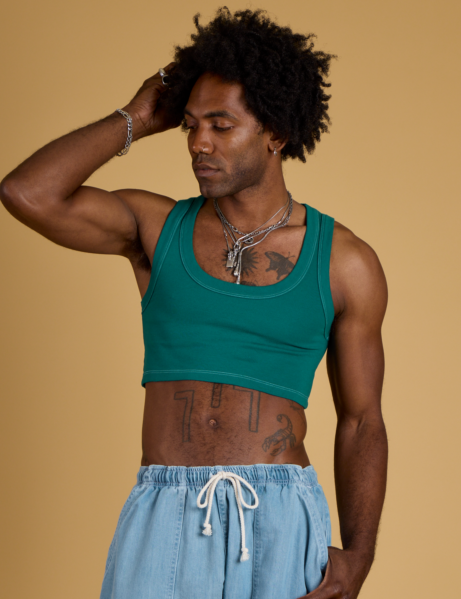 Contrast Stitch Mini Tank - Hunter Green