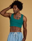 Contrast Stitch Mini Tank - Hunter Green