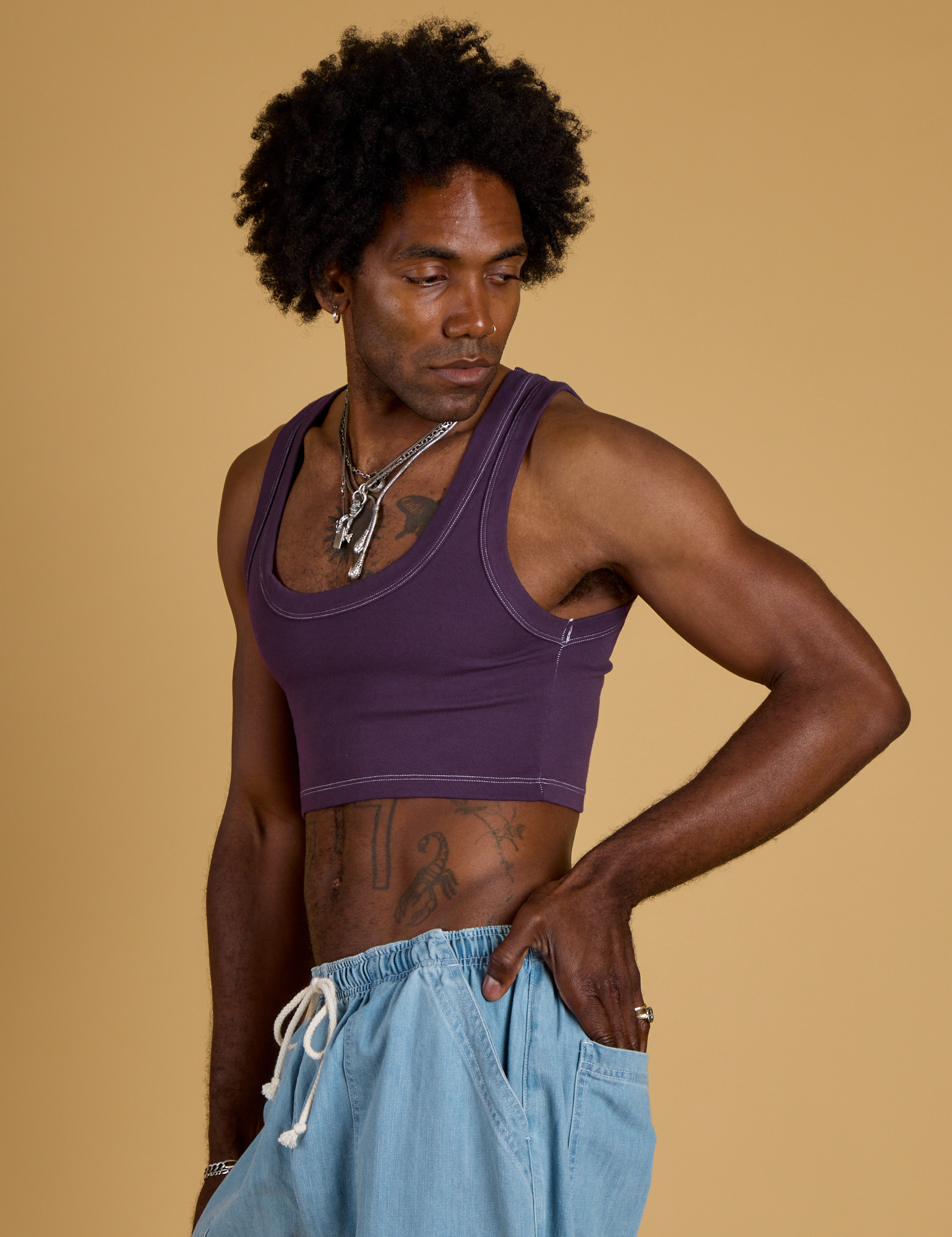 Contrast Stitch Mini Tank - Nebula Purple
