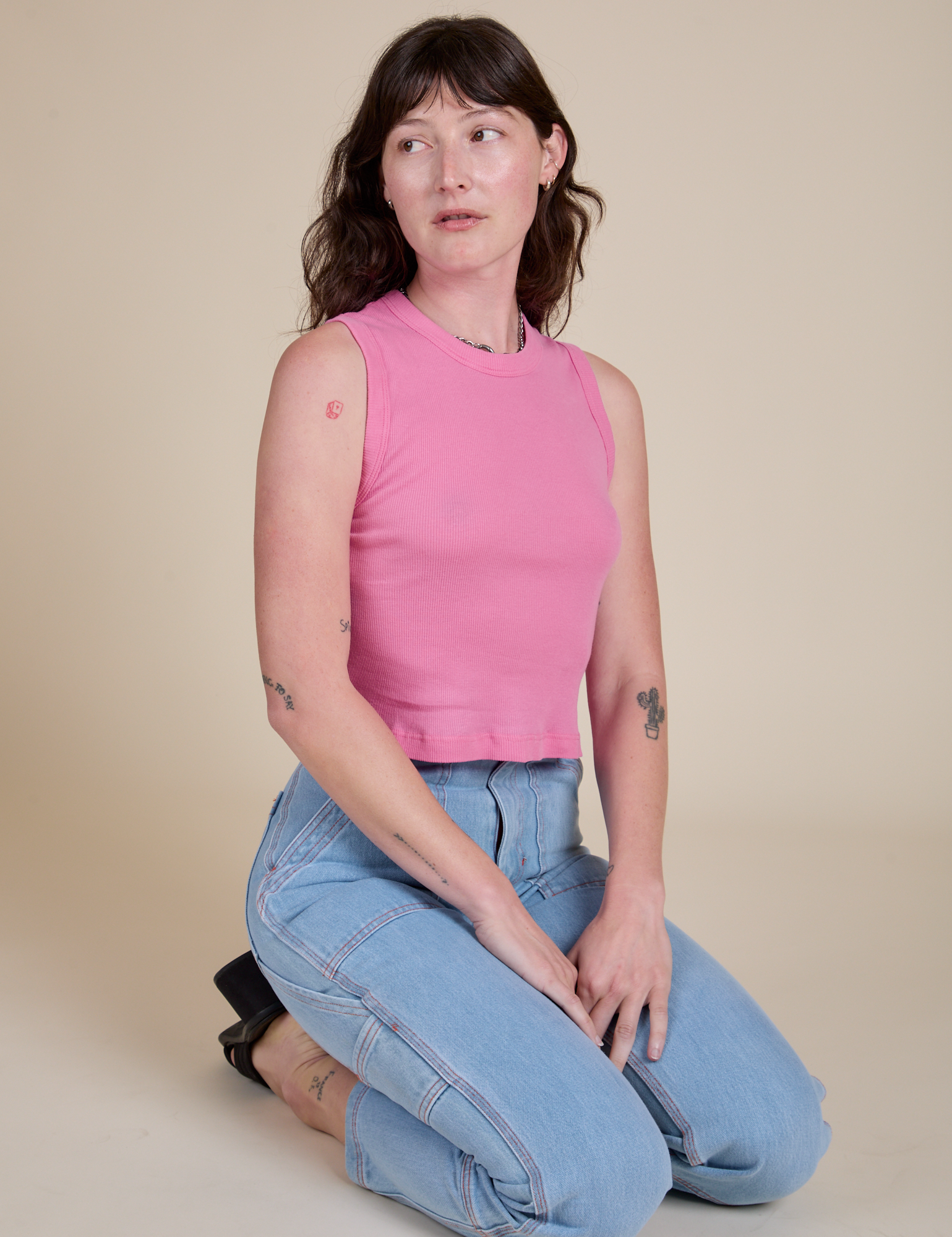 Muscle Tee in Bubblegum Pink on Alex