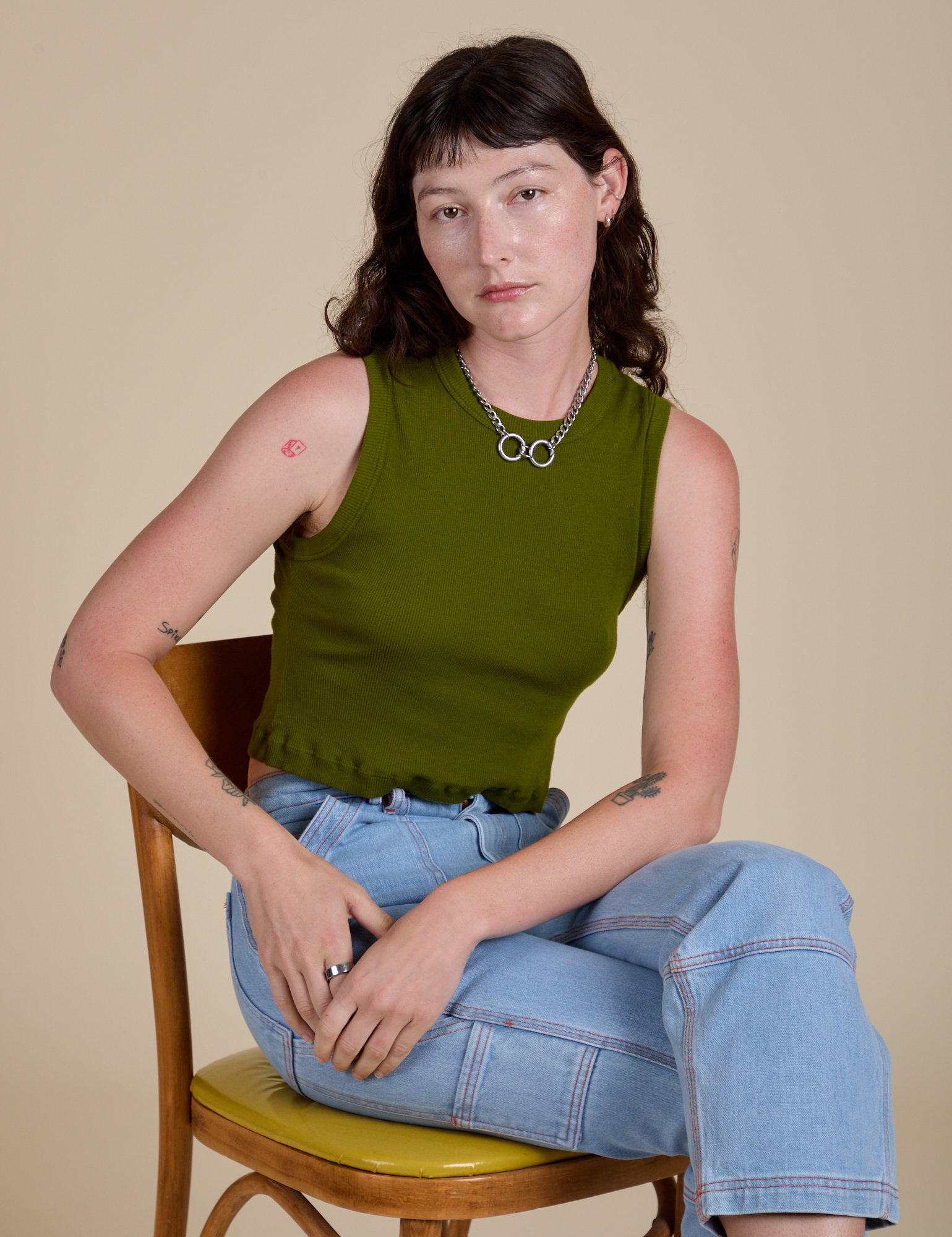 Muscle Tee in Summer Olive on Alex
