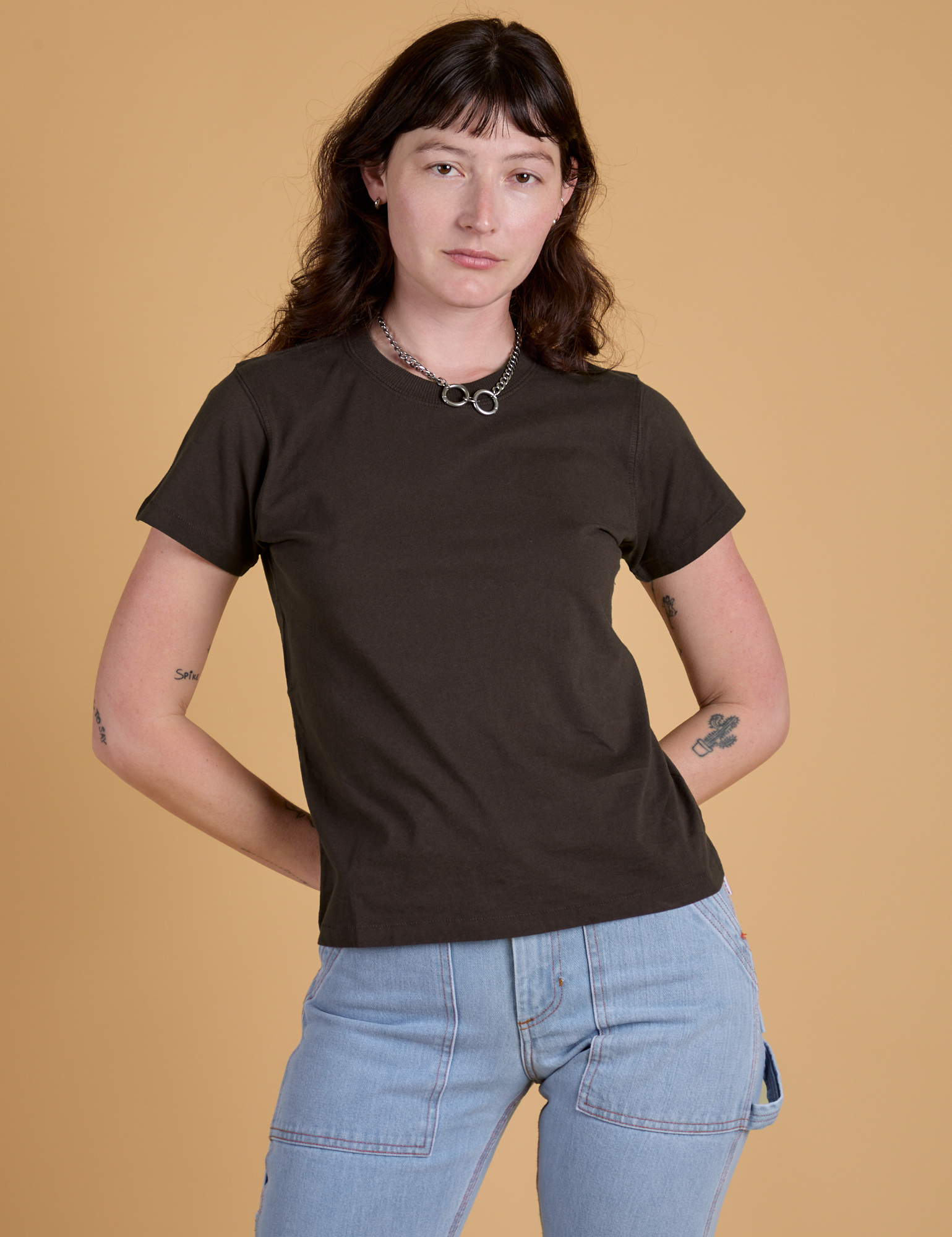 Organic Vintage Tee in Espresso Brown on Alex