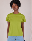 Cheyann is 5’11” and wearing XXS Organic Vintage Tee in Gross Green