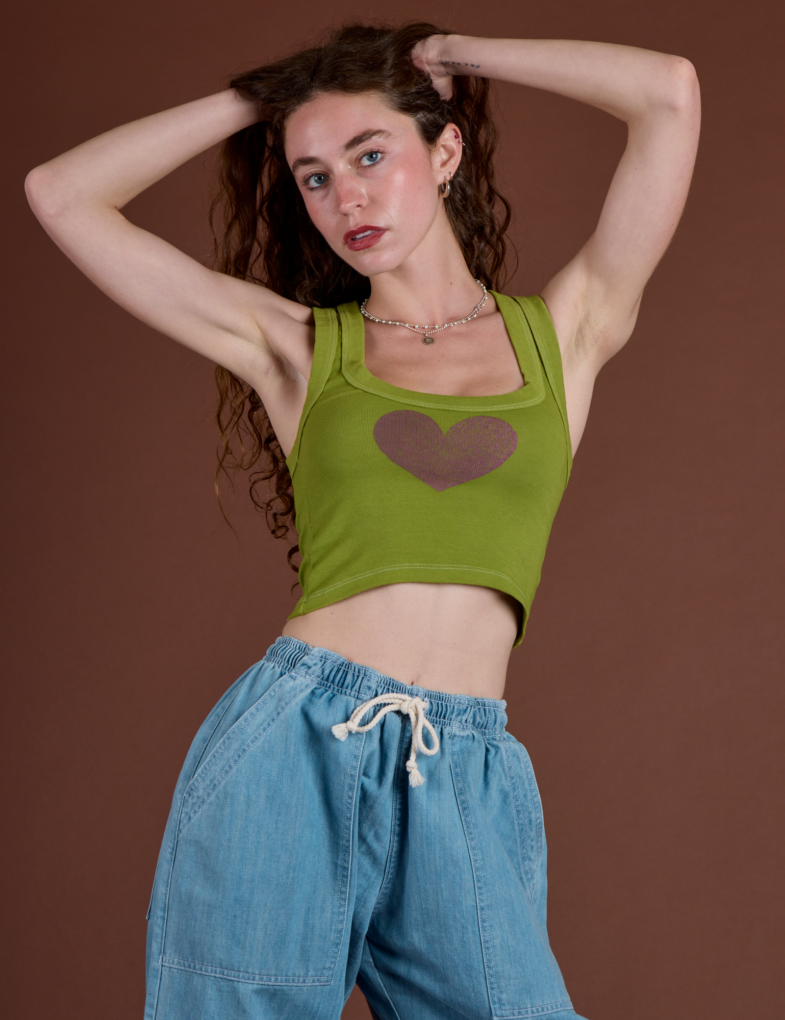 Icon Cropped Tank - Green Heart