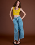 Icon Cropped Tank - Yellow Hibiscus