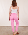 Back view of Pencil Pants in Bubblegum Pink and vintage off-white Cropped Cami