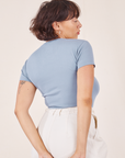 Angled back view of Baby Tee in Periwinkle on Tiara