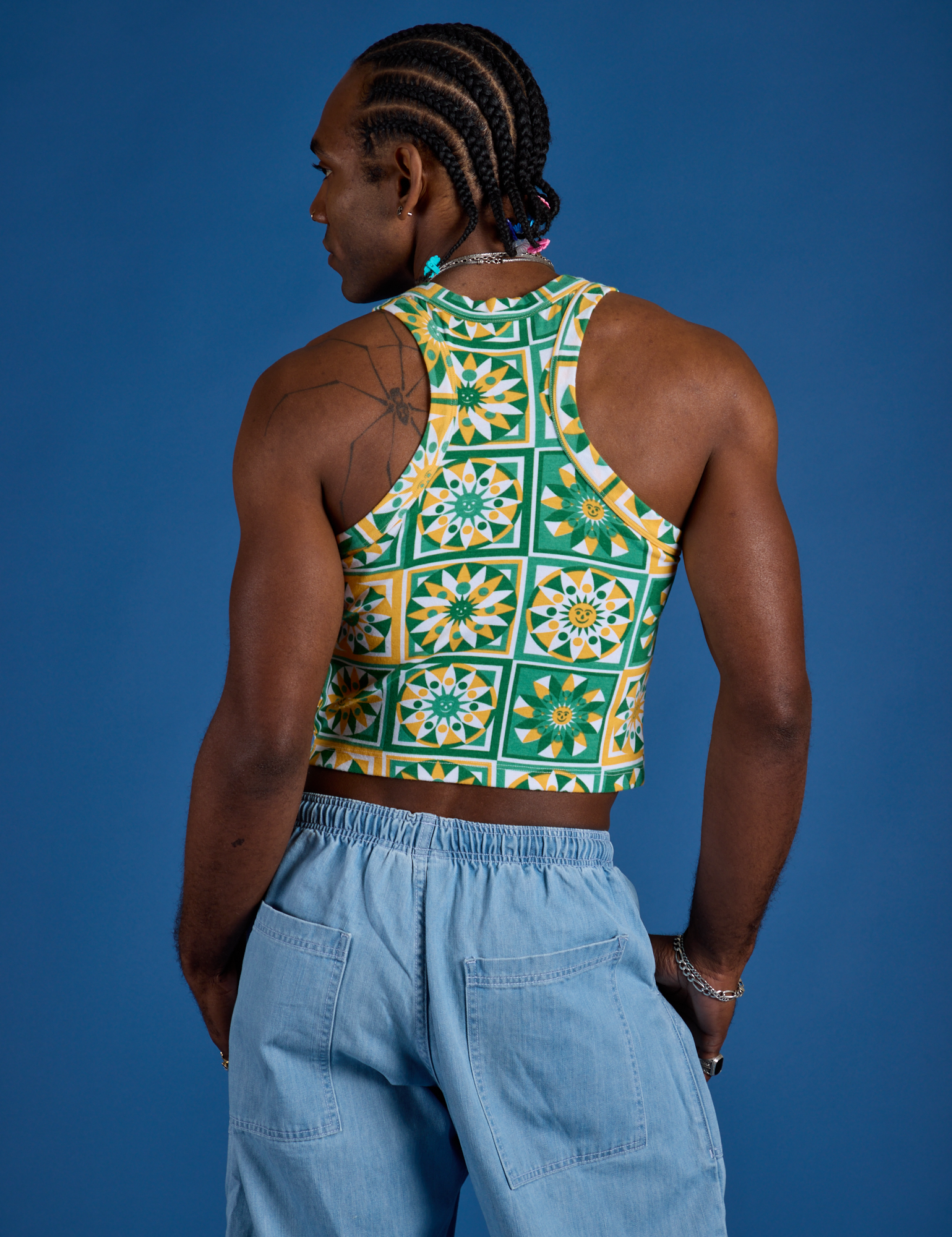 Deep-Cut Racerback Tank - Spring Quilt Print