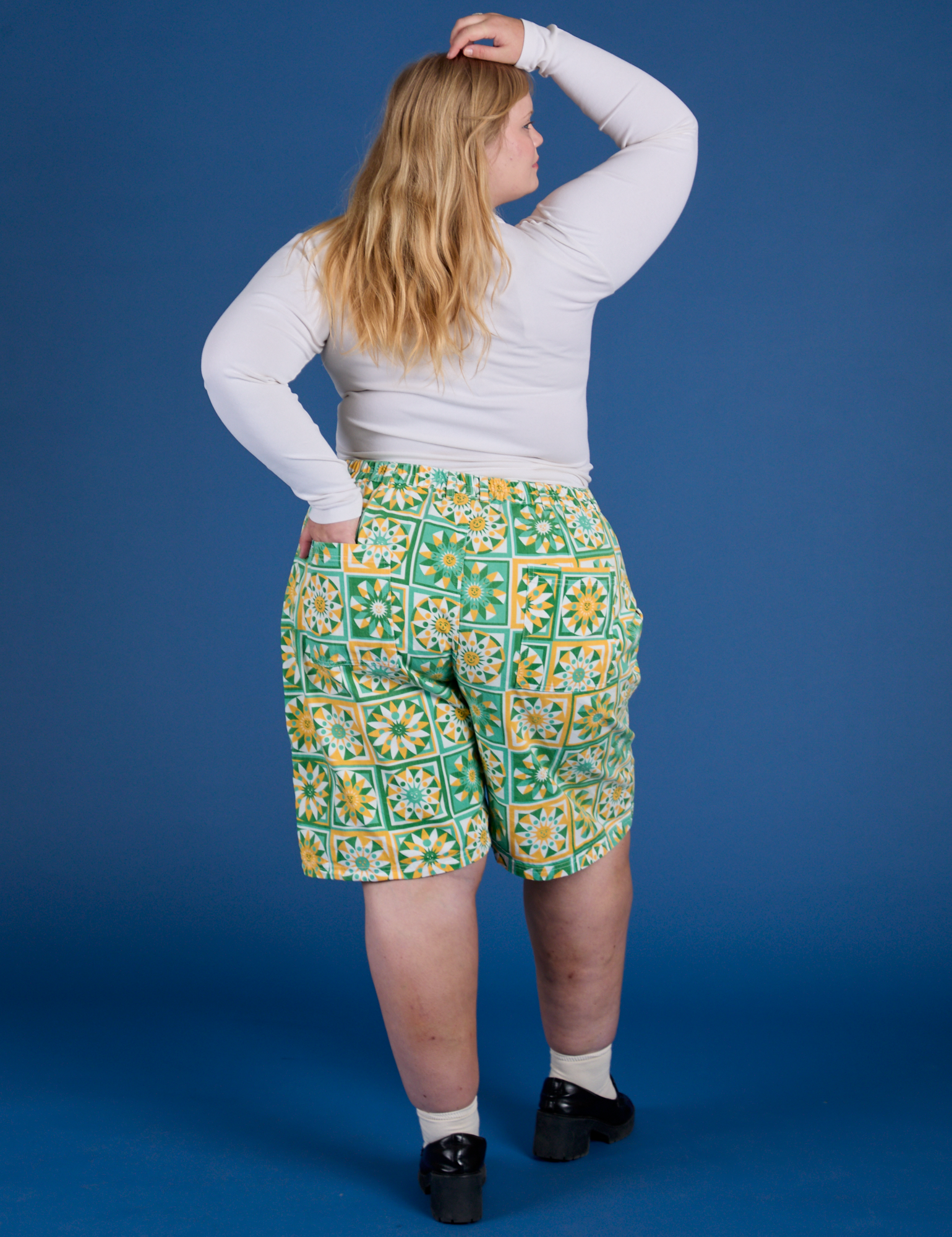 Longline Work Shorts - Spring Quilt Print