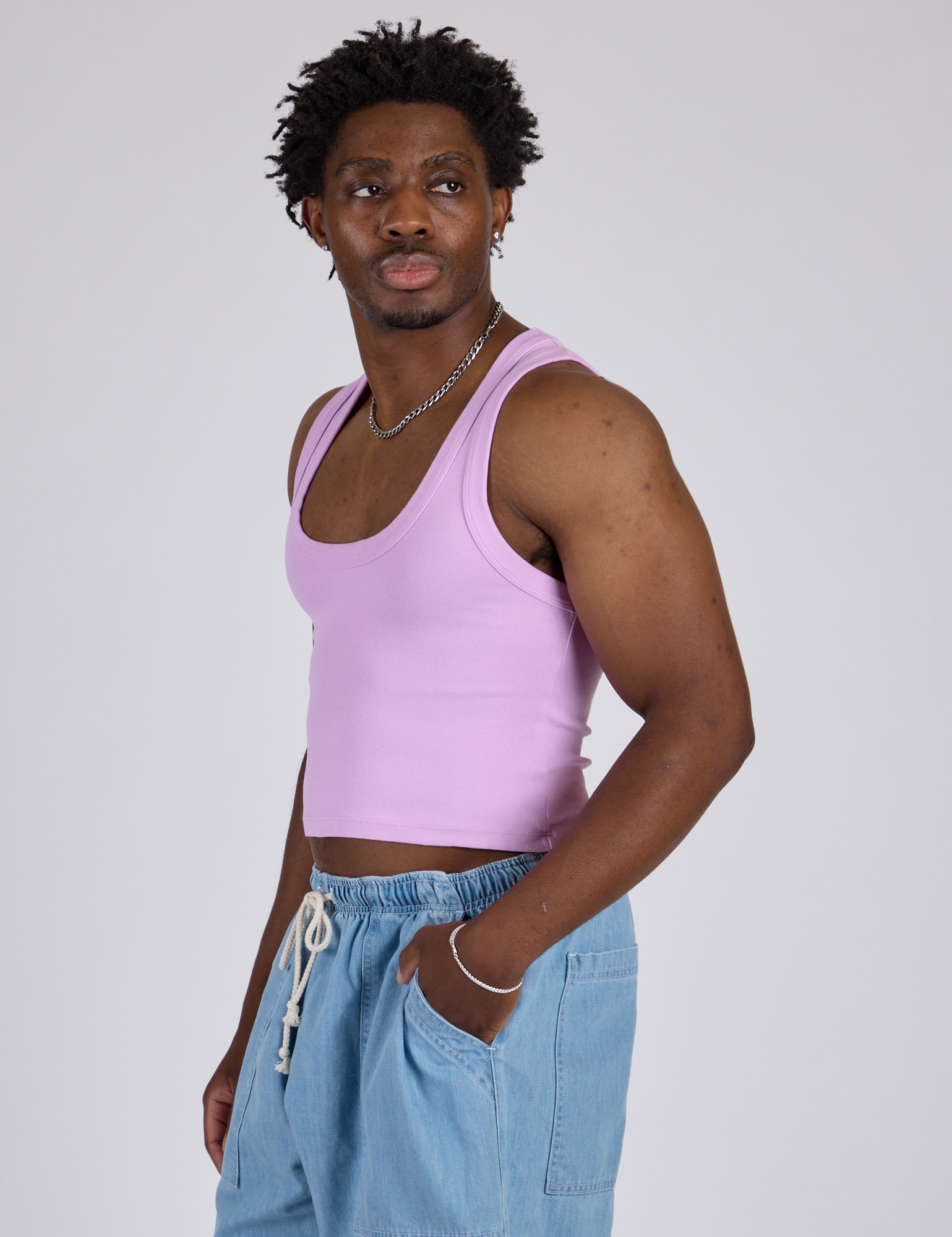 Cropped Tank Top - Lilac Purple