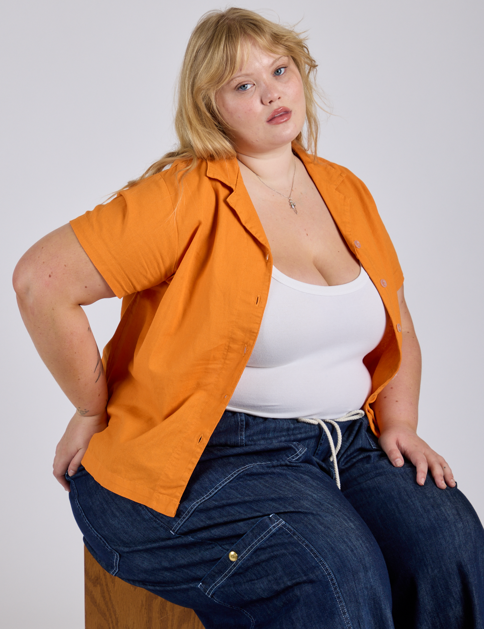 Pantry Button-Up - Creamsicle Orange