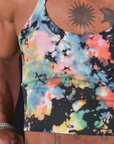 Halter Top in Rainbow Magic Waters close up on Jerrod