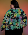 Magic Waters Long Sleeve Burly Tee in Rainbow back view on Sam