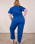 Short Sleeve Jumpsuit in Royal Blue back view on Juliet