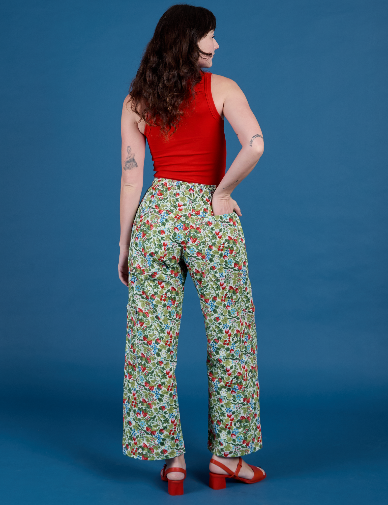 **PRE-ORDER - Ships 6-10 Weeks**  Strawberry Blossom Drop Pocket Cargo Pants
