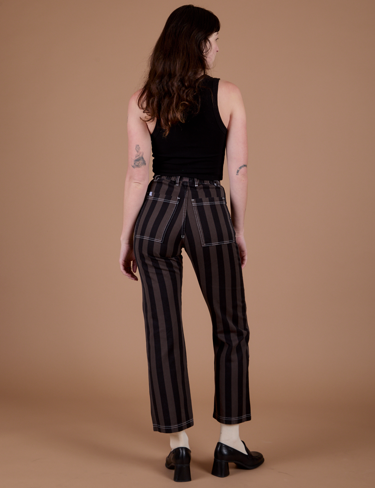 Black Stripe Work Pants - Espresso Brown