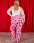 Paintstamped Heart Work Pants in Bubblegum Pink back view on Juliet