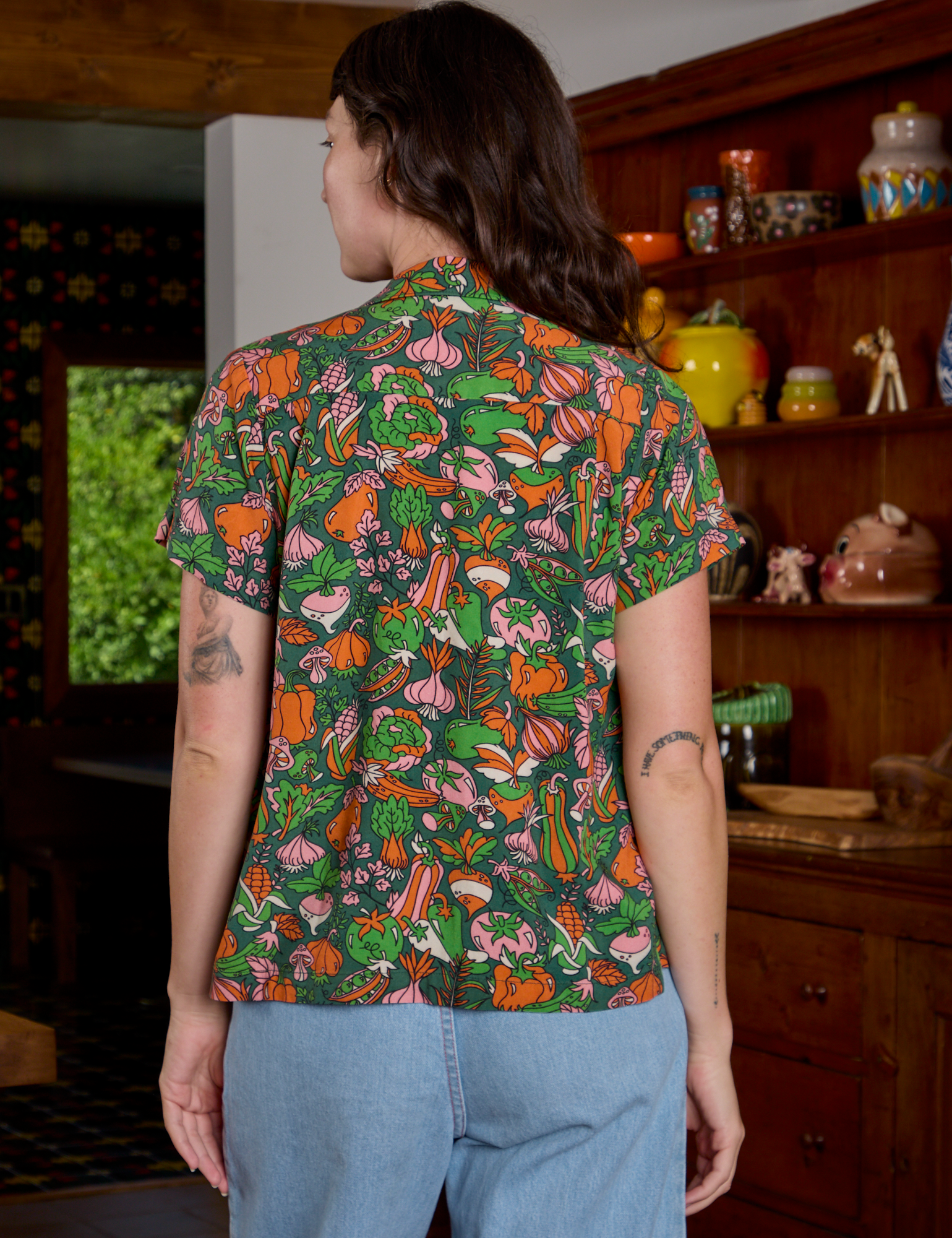 Kitchen Collection Pantry Button-Up back view on Alex