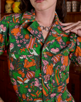 Short Sleeve Jumpsuit in Kitchen Collection front close up on Alex