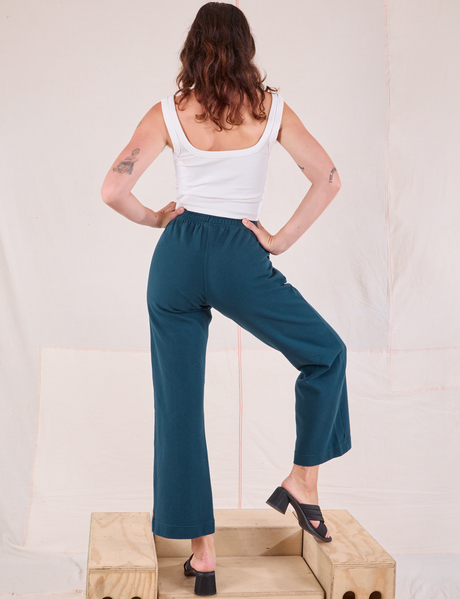 Easy Western Pants in Lagoon back view on Alex